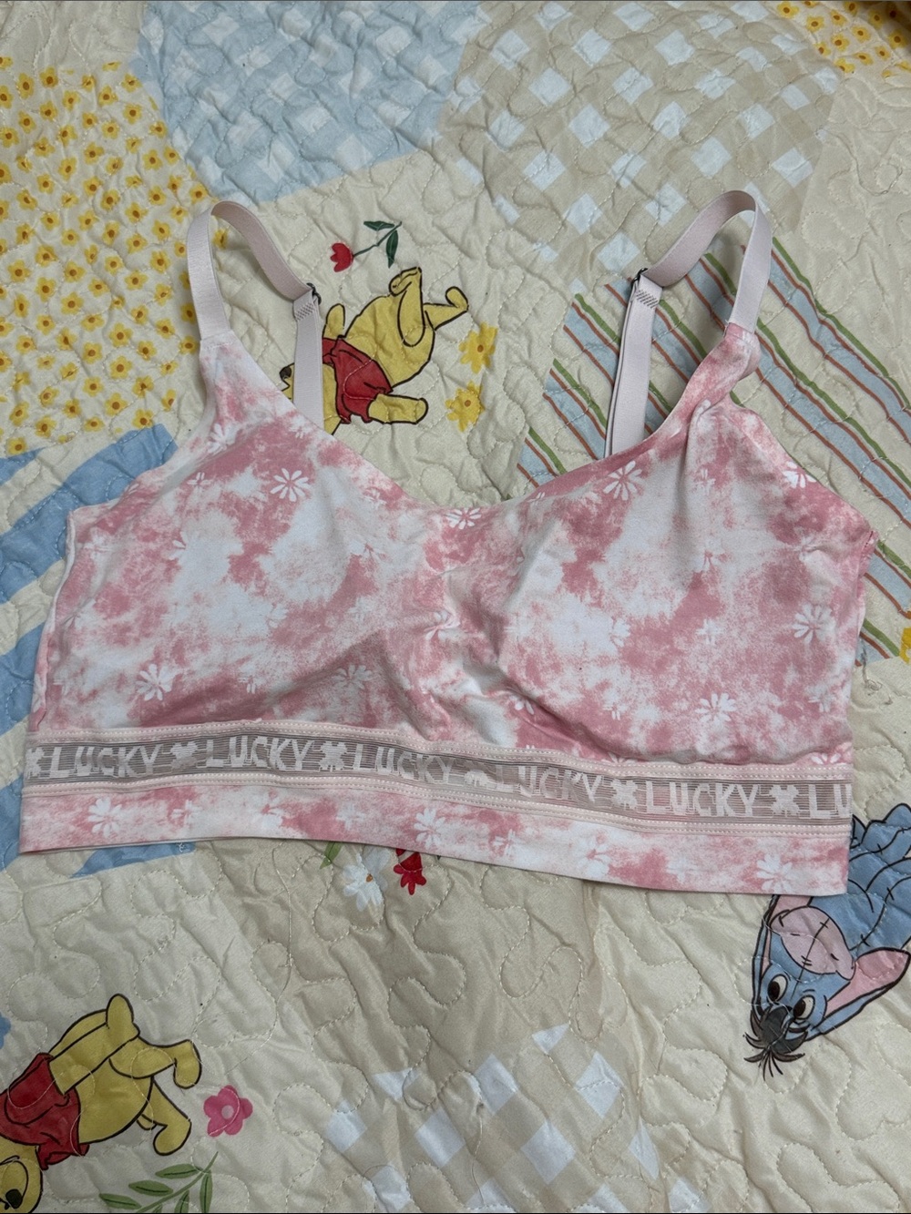 Lucky Brand Pink & White Tie-Dye Bralette